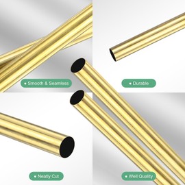 M METERXITY 2-Pack 300mm Brass Round Tube, 10mm OD 0.2mm Wall Thickness H65 Brass Seamless Tubing for Construction/Machining/DIY Crafting, Metal Straight Pipe [0.39x0.01x11.8IN]