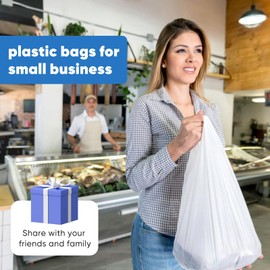 LimonLaviu Plastic Bags, (25 mic) (11.5”x 6.5" x 21”)(100Pack) Plastic Bags with Handles Plastic Shopping Bags for Small Business Plastic Grocery Bags T Shirt Bags Restaurants Bags in Bulk