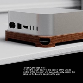 for Mac Mini M4 Stand, Wooden Mount for Mini M4, Improved Cooling, Easy Power Key Access, Desktop Stand Accessories (Walnut)