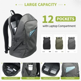 DTGN Travel Backpack Laptop Backpack, 20L Casual Daypack, Weekender Bag Carry on Flight Approved Water Resistant Lightweight for Men Women, Grey