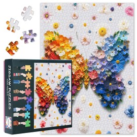 Butterfly Puzzles, Colorful Flower Butterflies Puzzles for Adults 1000 Pieces, DIY 1000 Piece Jigsaw Puzzle with Hidden Images Challenge Family Activity Games Jigsaw Puzzle 27.5" x 19.6"