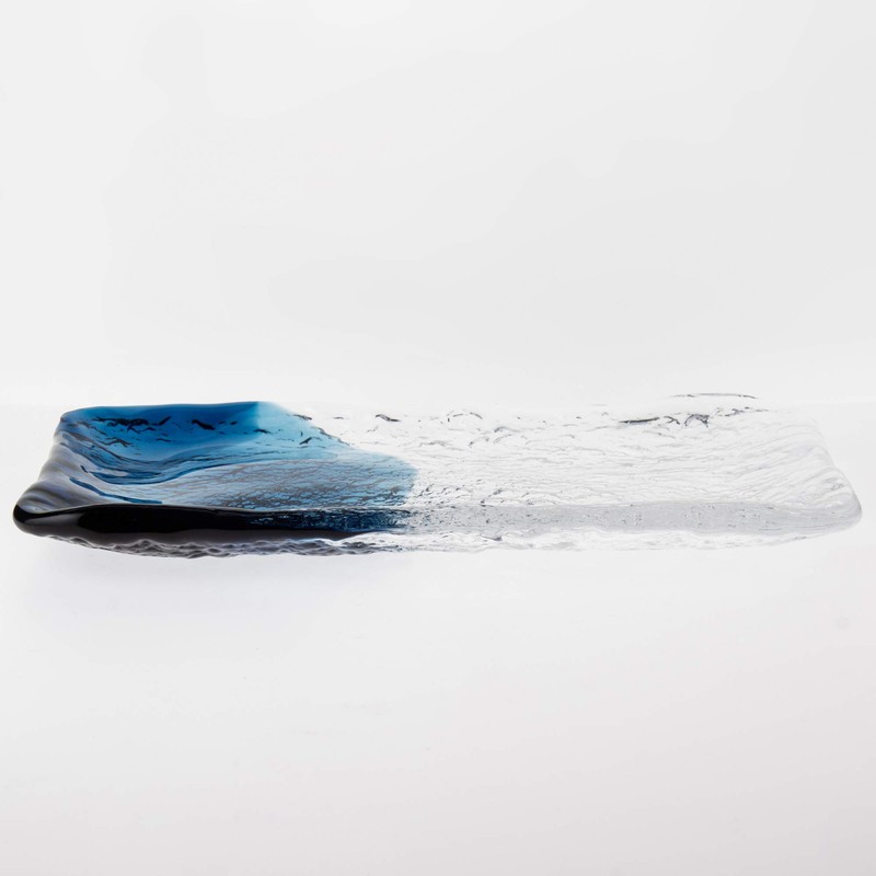 Toyo Sasaki Glass Long Plate, Seidew, Made in Japan, Blue,