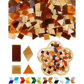 FIVEIZERO 260g Glass Mosaic Tiles for Crafts - 300 Pieces Tiny Mosaic Tile Kit, Irregular Pieces for DIY Craft Jewelry, Coaster Art & Mosaic Kits (Coffee)