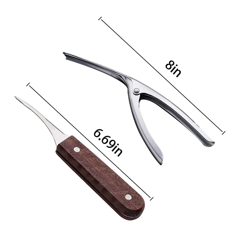 2Pcs Stainless Steel Shrimps Prawns Peeler Set prawn deveiner Tool