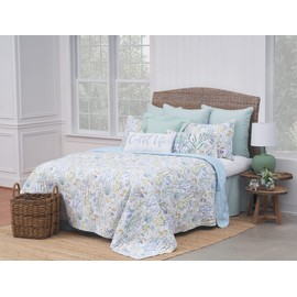 C&F Home 92" x 108" Coralie Sound 3-Piece King Cotton Bedding Quilt Set All Seasons Summer Beach House Reversible Machine Washable Lightweight Coastal Nautical Ocean Beach Coral Seashell Bedspread