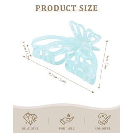 ACECHA 2 Pack Sparkly Hollow Butterfly Banana Clips for Women - 3.6" Nonslip Colorful Butterfly Hair Claw Clips, Lightweight PVC Hairclips for Thin and Thick (Green & White)