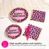 Grencian 96 Pcs Pink Leopard Birthday Party Supplies Cheetah Print