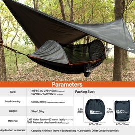 Himalaya Camping Hammock with Rain Fly Tarp and Net Portable Camping Hammock for Adults Outside Hiking Travel