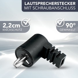 PerfectHD Speaker Plug | with Screw Connection | Straight Screwable Kink Protection 2.2 mm | Boxes Audio Adapter Cable Connection Speaker Plug | Black | Pack of 1