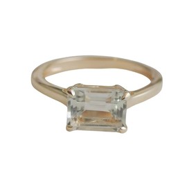 Grüner Amethyst Baguette vergoldet Sterling Silber Ring - Natürlicher Edelstein - Geburtstagsgeschenk - Weihnachtsgeschenk - Handgefertigte Geschenkideen für Frauen (Größe: US Size 6 / Diameter 16.5)