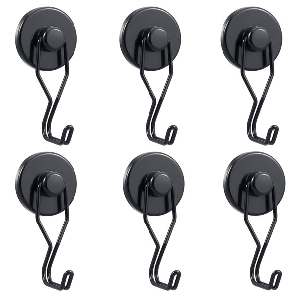 Homion Magnetic Hooks, Stainless Steel, Rust Free, Includes Magnets, Vertical Load Capacity 44.1 lbs (20 kg), Horizontal Load Capacity 13.2 lbs (6 kg), Corrosion Resistant, For Refrigerators, Entryways, Key Holder, Kitchen, Office, Bathroom, Bath, Wall M