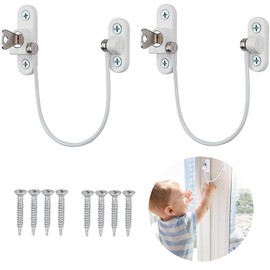 Xelparuc Window Restrictor Locks, 2Pcs Professional UPVC Window Restrictor Locks, Child Baby Safety Security Wire Catch with Screw Keys Safety