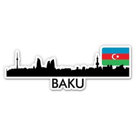 Squiddy Baku Azerbaijan City Skyline - Vinyl Sticker Decal for Phone, Laptop, Water Bottle (4" Wide)