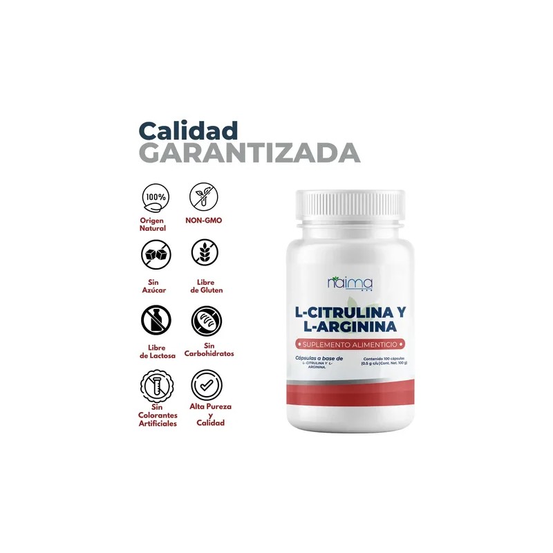 L- Citrulina + L- Arginina 500mg/500mg Por Porción 300 Cáps