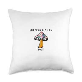International Peace Day The Symbol of The Peaceful Healing Mushroom Global Protest Throw Pillow, 18x18, Multicolor