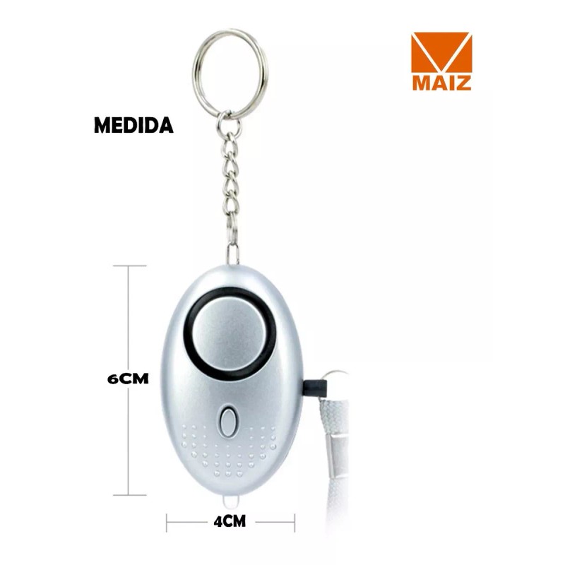 Maíz Alarma Personal Llavero Sonido + Luz Led Defensa Personal