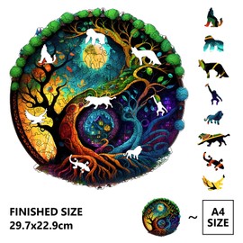 Cuteefun Wooden Puzzle for Adults, Unique Shaped Children's Animal Puzzle Wooden Cabin Tree for Birthday Gift Father's Day (A4 Size)