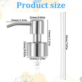 2 Pack Soap Dispenser Pump, Soap Dispenser Replacement Pump Stainless Steel Hand Dispensers Top for Hand Dish Bottle Shampoo Bottle
