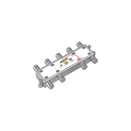 8DMS DX Antenna Splitter [2K 4K 8K Compatible] 8 Distribution 1 Terminal Current, Gold Plated Plug, F-Type Terminal, Die-Cast High Shield Construction