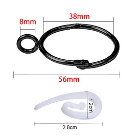 Curtain Rings and Hooks, 22 pcs 38mm Internal Diameter Curtain Rings and Plastic Curtain Hooks , The Can Be Opened and Closed，for Hanging Rings Curtains and Rods (Black-22 Pcs)