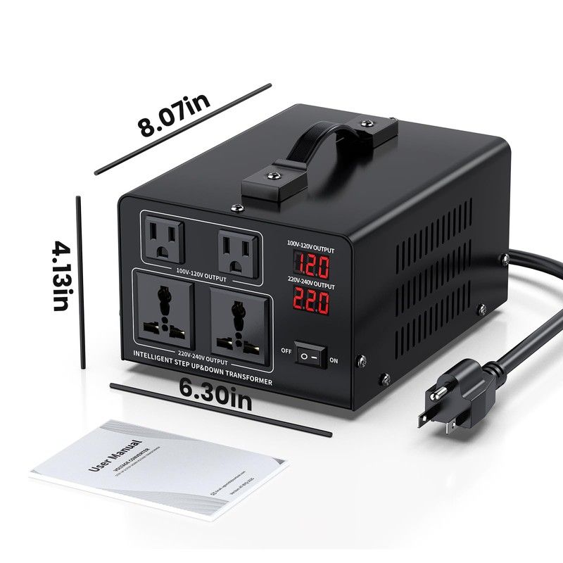 2000W Voltage Converter Transformer Step Up 110V/120V to220V/240V or Step