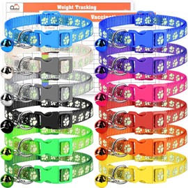 ACEmedia Pet ID Puppy Collar - Super Soft Nylon Puppy Collars - Adjustable Breakaway Litter Collars for Pups - Assorted Colors Reflective Plain & Camouflage Identification Collars - Set of 12 (S)