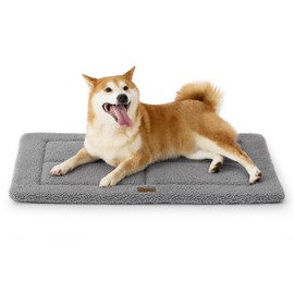 Bedsure Washable Dog Crate Bed for Large Dogs, Reversible Foam Floor Dog Mat, Lightweight Travel Flat Pet Beds for Indoor & Outdoor Dogs (35" x 23", Grey)