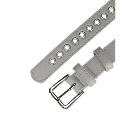 Allegra K Women's Eyelet Belt PU Leather Metal Buckle Skinny Waist Hollow Belts, gray