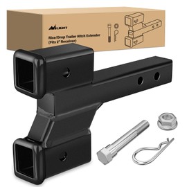 Nilight Trailer Dual Hitch Extender for 2 Inch Receiver with 2" 4" Rise or Drop with Bolt Nut Clip 10,000 lbs Capacity Adjustable Extend 8" 10" Length Matte Black Powder Coated