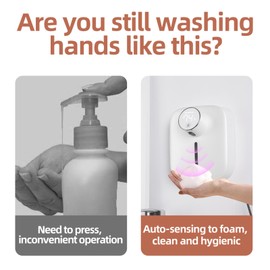 Automatic Soap Dispenser Touchless,Soap Dispenser for Kitchen Sink,Foaming Soap Dispensers-Rechargeable, Adjustable Foam Volume with Digital Display & Temperature Monitoring (White)