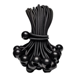 Kydavoo Heavy Duty Bungee Cords with Balls, 12 Inch Elastic Tie Down Straps for Outdoor Use, Ideal for Camping, Travel, Luggage, and More – 50 Pack, Black