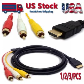 Unbranded 1080P HDMI Male To 3 RCA Video Audio AV Component Converter Adapter Cable HDTV - 1 PCS