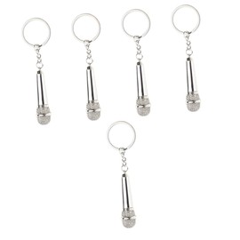 STOBOK 5 Pieces Microphone Key Fob Music Microphone Backpack Purse Microphone Key Ring Music Microphone Pendant Bag Key Chain Silver Metal Pockets