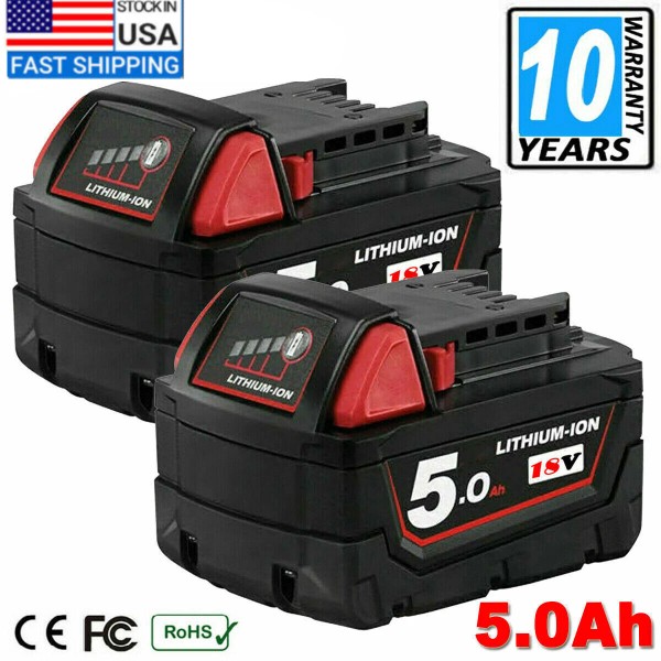 Unbranded 2PACK Replace Milwaukee M18 Lithium 5.0 Extended Capacity 5Ah