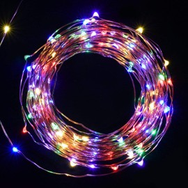 SALCAR 10 m Kupferdraht Lichterkette USB, 100er LED Lichterkette Draht Micro IP44, Weihnachtsdeko Partydeko Hochzeit Innen Außen, Bunt