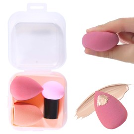 PAVIKE Makeup Sponge with Case, Makeup Puff 3 Pieces, Face Powder, Funde Powder, Cushion, Puff Makeup, Puff Powder, Foundation, Concealer, Makeup Sponge