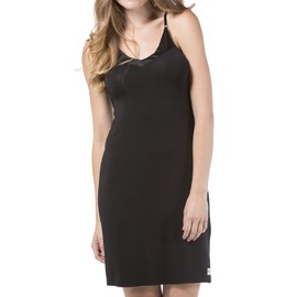 Fishers Finery Women's V-Neck Black Slip Dress Nightgown (Black, M)