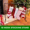 BIRDROCK HOME 10 Hook Christmas Stocking Holder Stand for Floor