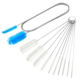 11 Pcs Flexible Pine Drain Brush & Straw Cleaner Brush Set, 61" Blue Double Ended Elastic Tube Pipe Cleaner Brush, 8.2" Long Straw Cleaning Brush, Nylon Hose Brush Tool for Home Sink Plumbing (Blue)