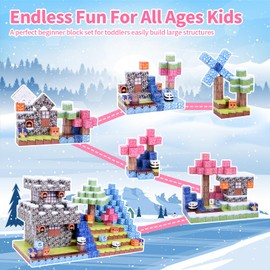 YIHANG Magnetic Tiles for Kids, Magnetic Building Blocks, Build Magnet Ice Castle World Set, Magnet Toys Birthday for Boys Girls Age 3-4 4-5 6-8+, STEM Sensory Toys Creative Kid Games