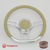 FLASHPOWER 14" D Type Billet Steering Wheel Red Half Wrap