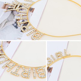 CUBACO Birthday Girl Headband Birthday Tiara Crown for Women, Happy Birthday Decorations Princess Crown Rhinestone Accessories for Gift