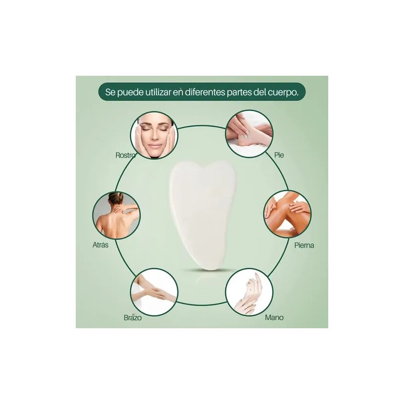 Kit Rodillo Y Piedra Gua Sha De Jade Masajeadora