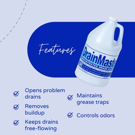 DrainMaster Commercial Drain and Grease Trap Cleaner/Concentrated Enzyme Drain Cleaner/Organic Liquid Bacteria For Plumbing Lines (4-Gallons)