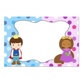 30 Blank Cards Invitations Thank You Cards Prince Princess African AmericanKids Birthday Party + 30 White Envelopes