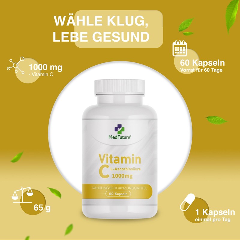 Vitamin C 1000 mg - High Dose - 60 Capsules