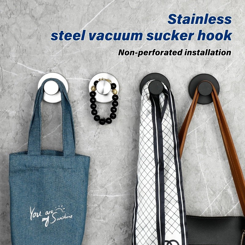 fentar Stainless Steel Suction Cup Hooks for Shower, Bathroom, Kitchen,
