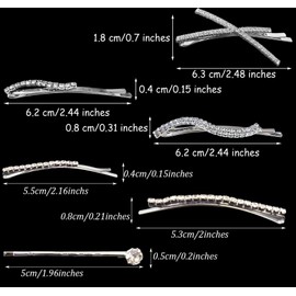 16 Pieces Rhinestone Studded Alloy Hair Clips, Twisted Sparkling Barrettes, Vintage Glitter Hairpins for Teens Ladies Birthday Party Anniversary Celebration(Silver)