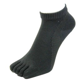 PAX-ASIAN #376-2P Cool Gentleman's Socks, Sole Arch Support, Antibacterial, Odor Resistant, Sweat Wicking, Quick Drying, (Uses Dralon Fiber), 5-Toe Socks, Sneaker Length, Black, Set of 2 Pairs, Black