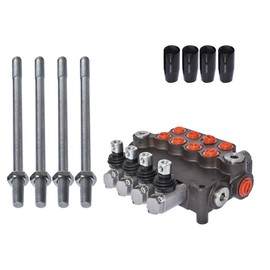 raseparter 4 Spool Hydraulic Control Valve Double Acting Control Monoblock 21GPM 3600 PSI SAE Ports Valve w/Joystick for Tractor Loader